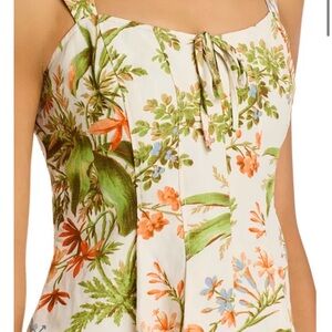 PAIGE Coralee Floral Silk Linen blend Women's Top
